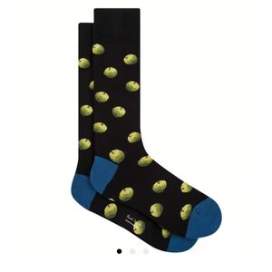 Paul Smith Black Socks with Green Apple Pattern